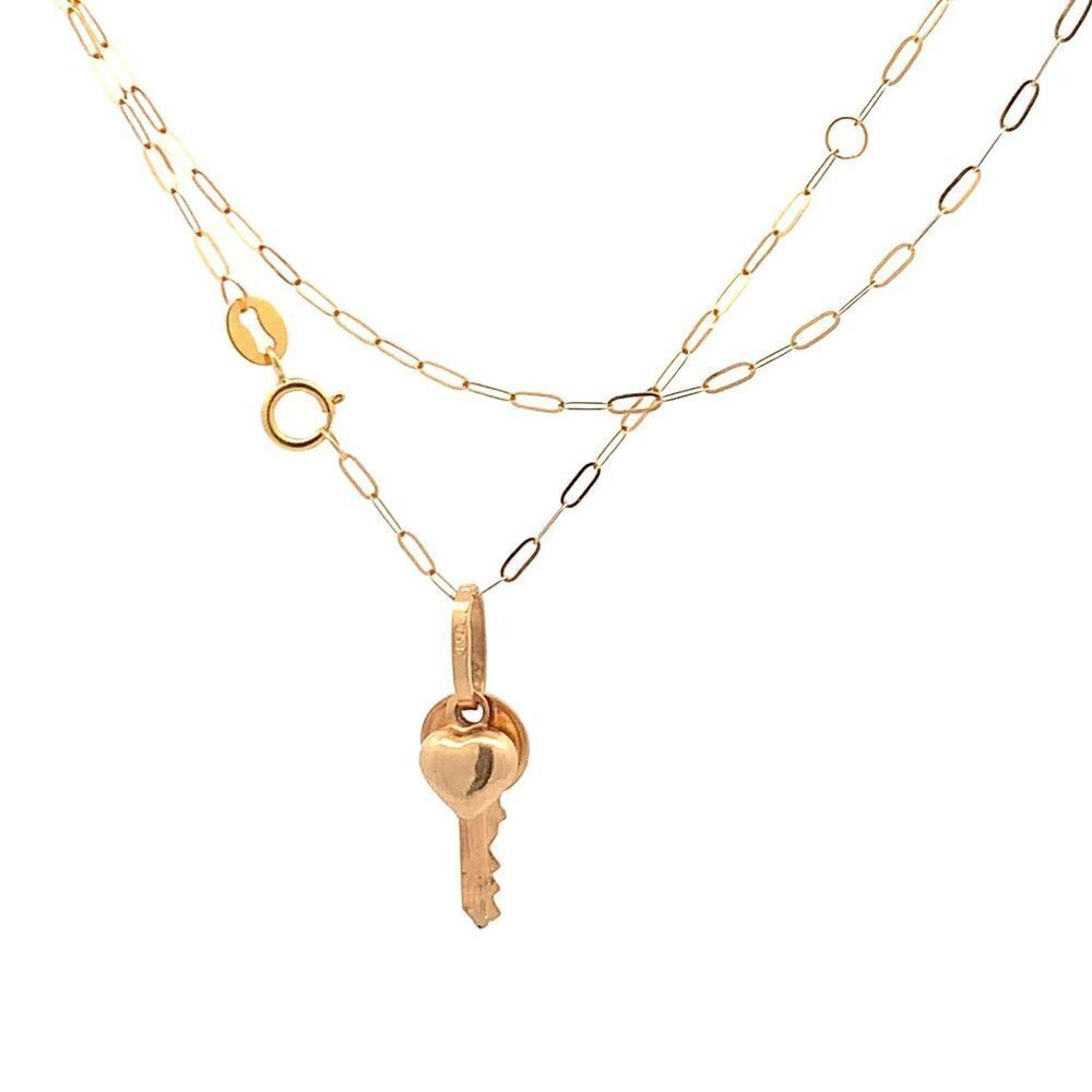 18K Yellow Gold Necklace Chain 18 inches Heart Pendant 1.53 grams - Picture 11 of 13